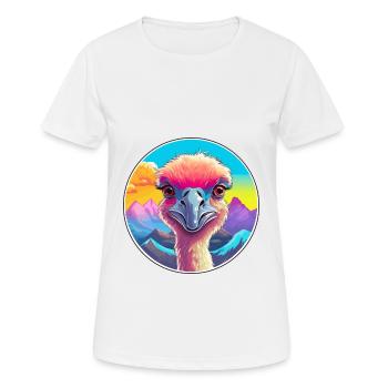 Autruche Aquarelle Dessin Animé Kawaii Animal De Compagnie Animal Couleur - T-shirt respirant Femme - blanc - Devant - AI Model Female 172 dark (172cm)