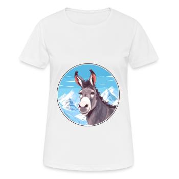 Esel Aquarell Karikatur Kawaii Haustier Tier Farbe - Frauen T-Shirt atmungsaktiv - Weiß - Vorne - AI Model Female 172 dark (172cm)