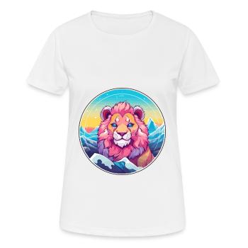 Lion Watercolor Cartoon Kawaii Pet Animal Colorful - Women's Breathable T-Shirt - white - Front - AI Model Female 172 dark (172cm)