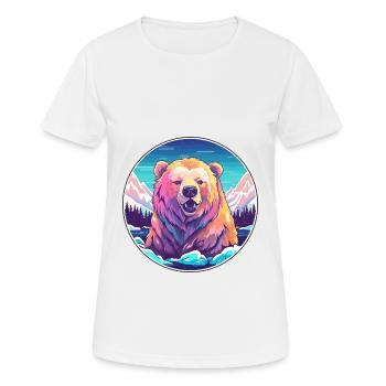 Bär Aquarell Karikatur Kawaii Haustier Tier Bunt - Frauen T-Shirt atmungsaktiv - Weiß - Vorne - AI Model Female 172 dark (172cm)