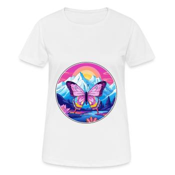 Schmetterling Aquarell Karikatur Kawaii Haustier Tier Col - Frauen T-Shirt atmungsaktiv - Weiß - Vorne - AI Model Female 172 dark (172cm)