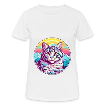 Katze Aquarell Karikatur Kawaii Haustier Tier Bunt - Frauen T-Shirt atmungsaktiv - Weiß - Vorne - AI Model Female 172 dark (172cm)