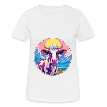Kuh Aquarell Karikatur Kawaii Haustier Tier Bunt - Frauen T-Shirt atmungsaktiv - Weiß - Vorne - AI Model Female 172 dark (172cm)