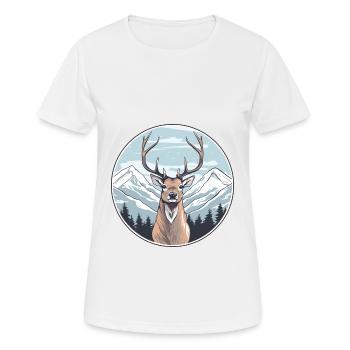Hirsch Aquarell Karikatur Kawaii Haustier Tier Bunt - Frauen T-Shirt atmungsaktiv - Weiß - Vorne - AI Model Female 172 dark (172cm)