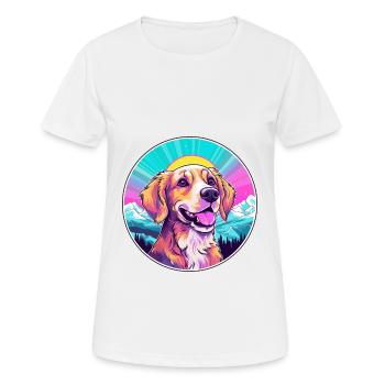 Chien Aquarelle Dessin Animé Kawaii Animal De Compagnie Animal Coloré - T-shirt respirant Femme - blanc - Devant - AI Model Female 172 dark (172cm)