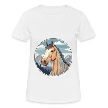 Cheval Aquarelle Dessin Animé Kawaii Animal De Compagnie Animal Colorfu - T-shirt respirant Femme - blanc - Devant - AI Model Female 172 dark (172cm)