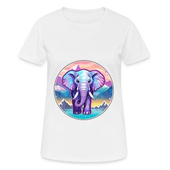 Elefant Aquarell Karikatur Kawaii Haustier Tier Colo - Frauen T-Shirt atmungsaktiv - Weiß - Vorne - AI Model Female 172 dark (172cm)