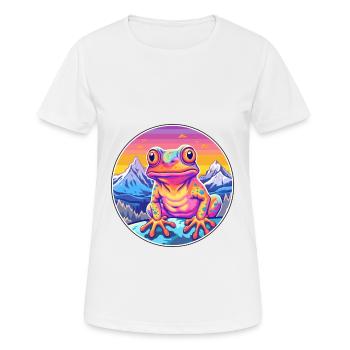 Grenouille Aquarelle Dessin Animé Kawaii Animal De Compagnie Coloré - T-shirt respirant Femme - blanc - Devant - AI Model Female 172 dark (172cm)
