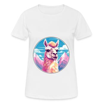 Lama Aquarell Karikatur Kawaii Haustier Tier Farbefu - Frauen T-Shirt atmungsaktiv - Weiß - Vorne - AI Model Female 172 dark (172cm)