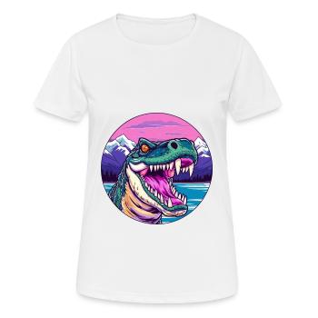 Crocodile aquarelle dessin animé kawaii animal de compagnie Col - T-shirt respirant Femme - blanc - Devant - AI Model Female 172 dark (172cm)