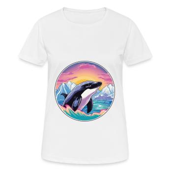 Orca Aquarell Karikatur Kawaii Haustier Tier Bunt - Frauen T-Shirt atmungsaktiv - Weiß - Vorne - AI Model Female 172 dark (172cm)