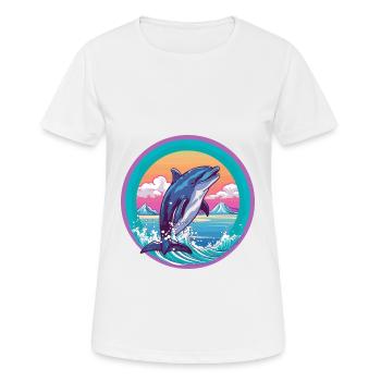 Delfin Aquarell Karikatur Kawaii Haustier Tier Farbe - Frauen T-Shirt atmungsaktiv - Weiß - Vorne - AI Model Female 172 dark (172cm)