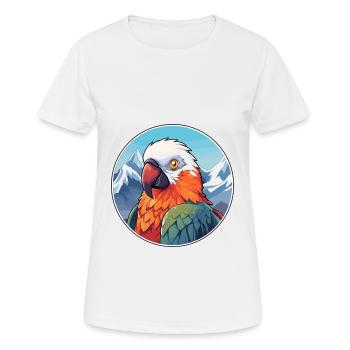 Papagei Aquarell Karikatur Kawaii Haustier Tier Farbe - Frauen T-Shirt atmungsaktiv - Weiß - Vorne - AI Model Female 172 dark (172cm)
