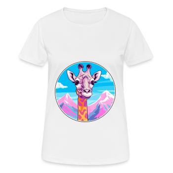 Giraffe Aquarell Karikatur Kawaii Haustier Tier Farbe - Frauen T-Shirt atmungsaktiv - Weiß - Vorne - AI Model Female 172 dark (172cm)