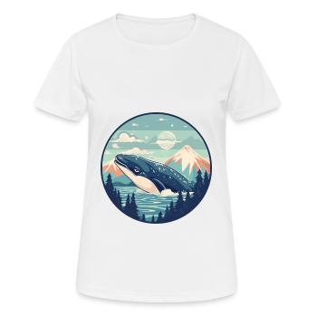 Wal Aquarell Karikatur Kawaii Haustier Tier Farbefu - Frauen T-Shirt atmungsaktiv - Weiß - Vorne - AI Model Female 172 dark (172cm)