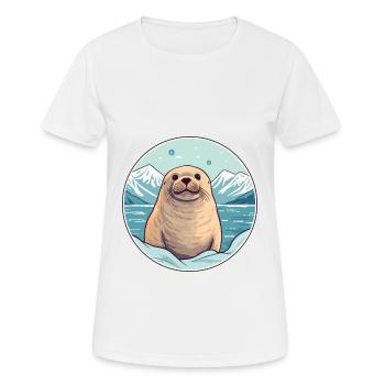 Sceau Aquarelle Dessin Animé Kawaii Animal De Compagnie Coloré - T-shirt respirant Femme - blanc - Devant - AI Model Female 172 dark (172cm)