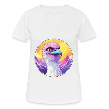 Emu Watercolor Cartoon Kawaii Pet Animal Colorful - Women's Breathable T-Shirt - white - Front - AI Model Female 172 dark (172cm)
