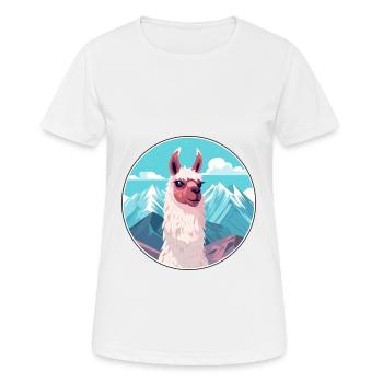 Lama Aquarell Karikatur Kawaii Haustier Tier Farbefu - Frauen T-Shirt atmungsaktiv - Weiß - Vorne - AI Model Female 172 dark (172cm)