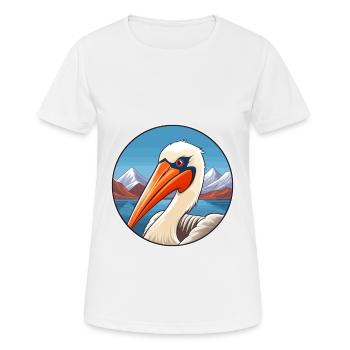 Pélican Aquarelle Dessin Animé Kawaii Animal De Compagnie Animal Couleur - T-shirt respirant Femme - blanc - Devant - AI Model Female 172 dark (172cm)