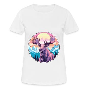 Moose Watercolor Cartoon Kawaii Pet Animal Colorfu - Women's Breathable T-Shirt - white - Front - AI Model Female 172 dark (172cm)