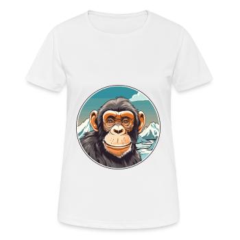 Chimpanzé aquarelle dessin animé kawaii animal de compagnie Co - T-shirt respirant Femme - blanc - Devant - AI Model Female 172 dark (172cm)