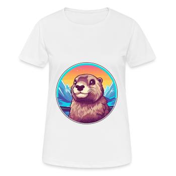 Murmeltier Aquarell Karikatur Kawaii Haustier Tier Col - Frauen T-Shirt atmungsaktiv - Weiß - Vorne - AI Model Female 172 dark (172cm)