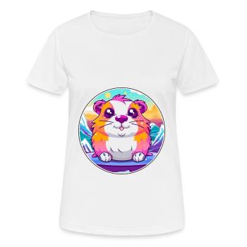 Hamster Watercolor Cartoon Kawaii Pet Animal Color - Women's Breathable T-Shirt - white - Front - AI Model Female 172 dark (172cm)