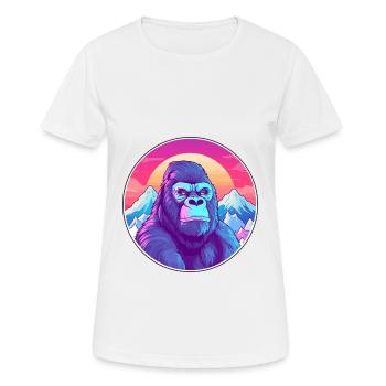 Gorilla Watercolor Cartoon Kawaii Pet Animal Color - Women's Breathable T-Shirt - white - Front - AI Model Female 172 dark (172cm)