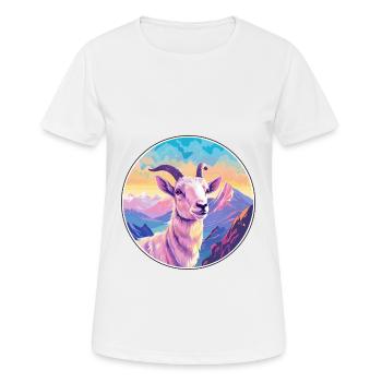 Goat Watercolor Cartoon Kawaii Pet Animal Colorful - Women's Breathable T-Shirt - white - Front - AI Model Female 172 dark (172cm)