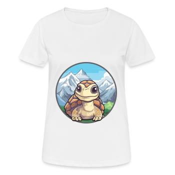 Schildkröte Aquarell Karikatur Kawaii Haustier Tier Farbe - Frauen T-Shirt atmungsaktiv - Weiß - Vorne - AI Model Female 172 dark (172cm)
