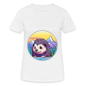 Hedgehog Watercolor Cartoon Kawaii Pet Animal Colo - Women's Breathable T-Shirt - white - Front - AI Model Female 172 dark (172cm)