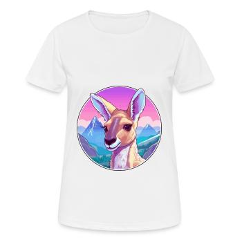 Kangourou Aquarelle Dessin Animé Kawaii Animal Animal Colo - T-shirt respirant Femme - blanc - Devant - AI Model Female 172 dark (172cm)