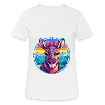 Okapi Watercolor Cartoon Kawaii Pet Animal Colorfu - Women's Breathable T-Shirt - white - Front - AI Model Female 172 dark (172cm)