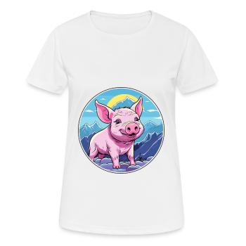 Cochon Aquarelle Dessin Animé Kawaii Animal De Compagnie Coloré - T-shirt respirant Femme - blanc - Devant - AI Model Female 172 dark (172cm)