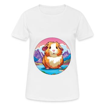 Cochon d’Inde aquarelle dessin animé Kawaii Pet Animal Co - T-shirt respirant Femme - blanc - Devant - AI Model Female 172 dark (172cm)
