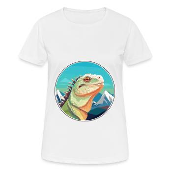 Iguana Watercolor Cartoon Kawaii Pet Animal Colorf - Women's Breathable T-Shirt - white - Front - AI Model Female 172 dark (172cm)