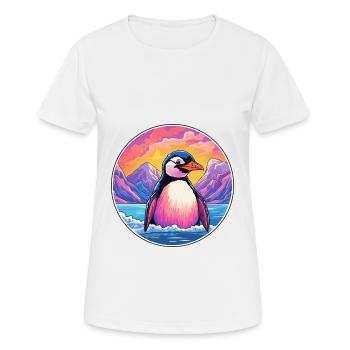 Penguin Watercolor Cartoon Kawaii Pet Animal Color - Women's Breathable T-Shirt - white - Front - AI Model Female 172 dark (172cm)