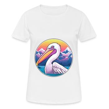Pélican Aquarelle Dessin Animé Kawaii Animal De Compagnie Animal Couleur - T-shirt respirant Femme - blanc - Devant - AI Model Female 172 dark (172cm)