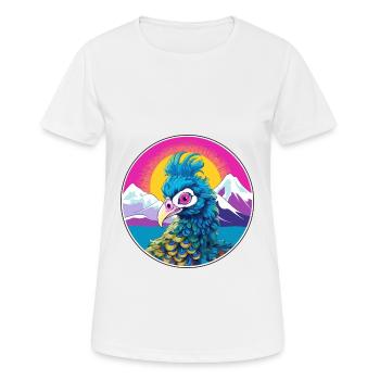Pfau Aquarell Karikatur Kawaii Haustier Tier Farbe - Frauen T-Shirt atmungsaktiv - Weiß - Vorne - AI Model Female 172 dark (172cm)
