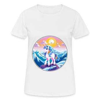 Poney Aquarelle Dessin Animé Kawaii Animal De Compagnie Coloré - T-shirt respirant Femme - blanc - Devant - AI Model Female 172 dark (172cm)
