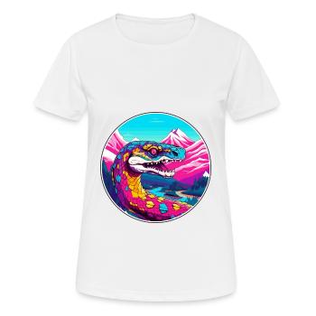 Schlange Aquarell Karikatur Kawaii Haustier Tier Farbefu - Frauen T-Shirt atmungsaktiv - Weiß - Vorne - AI Model Female 172 dark (172cm)