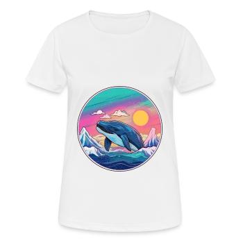 Wal Aquarell Karikatur Kawaii Haustier Tier Farbefu - Frauen T-Shirt atmungsaktiv - Weiß - Vorne - AI Model Female 172 dark (172cm)