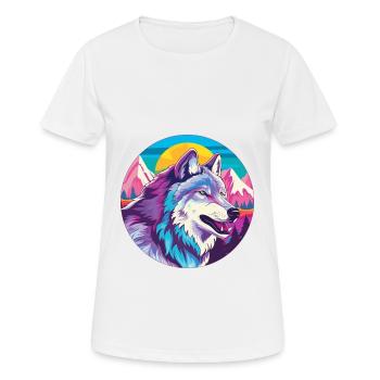 Wolf Watercolor Cartoon Kawaii Pet Animal Colorful - Women's Breathable T-Shirt - white - Front - AI Model Female 172 dark (172cm)