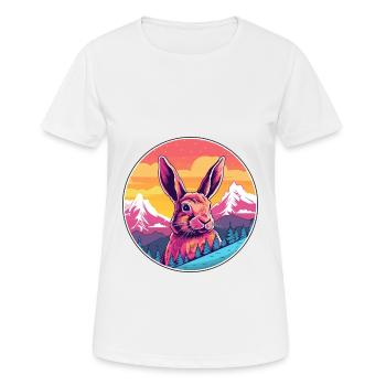 Kaninchen Aquarell Karikatur Kawaii Haustier Tier Farbe - Frauen T-Shirt atmungsaktiv - Weiß - Vorne - AI Model Female 172 dark (172cm)