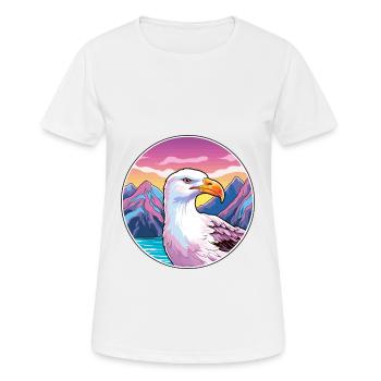 Seagull Watercolor Cartoon Kawaii Pet Animal Color - Women's Breathable T-Shirt - white - Front - AI Model Female 172 dark (172cm)