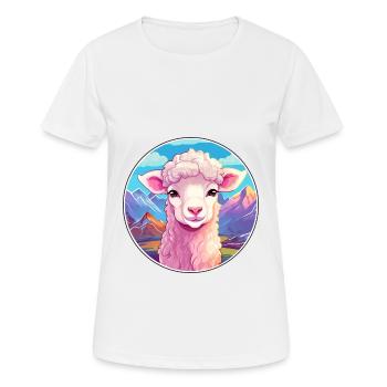 Mouton Aquarelle Dessin Animé Kawaii Animal Animal Colorfu - T-shirt respirant Femme - blanc - Devant - AI Model Female 172 dark (172cm)
