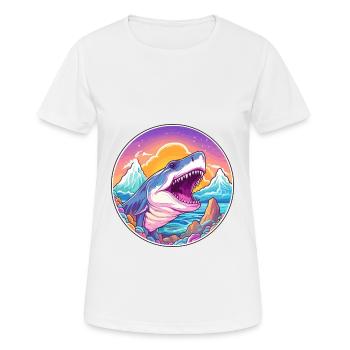 Shark Watercolor Cartoon Kawaii Pet Animal Colorfu - Women's Breathable T-Shirt - white - Front - AI Model Female 172 dark (172cm)