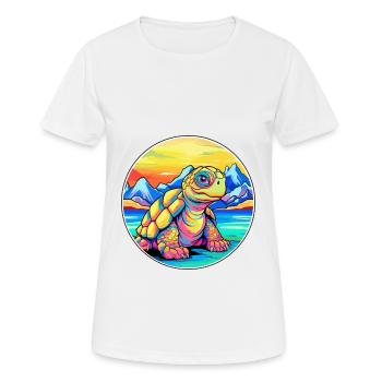Turtle Watercolor Cartoon Kawaii Pet Animal Colorf - Women's Breathable T-Shirt - white - Front - AI Model Female 172 dark (172cm)
