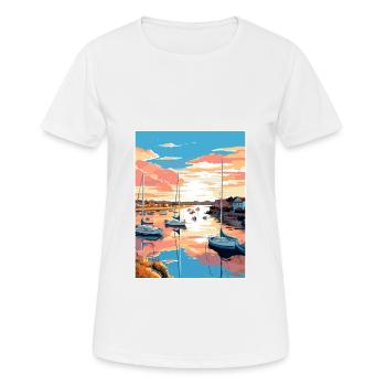 Poole Harbour England Vintage Reiseposter WPA - Frauen T-Shirt atmungsaktiv - Weiß - Vorne - AI Model Female 172 dark (172cm)