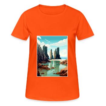 Isle Of Lewis Scotland Vintage Travel Poster WPA - Women's Breathable T-Shirt - neon orange - Front - AI Model Female 172 dark (172cm)